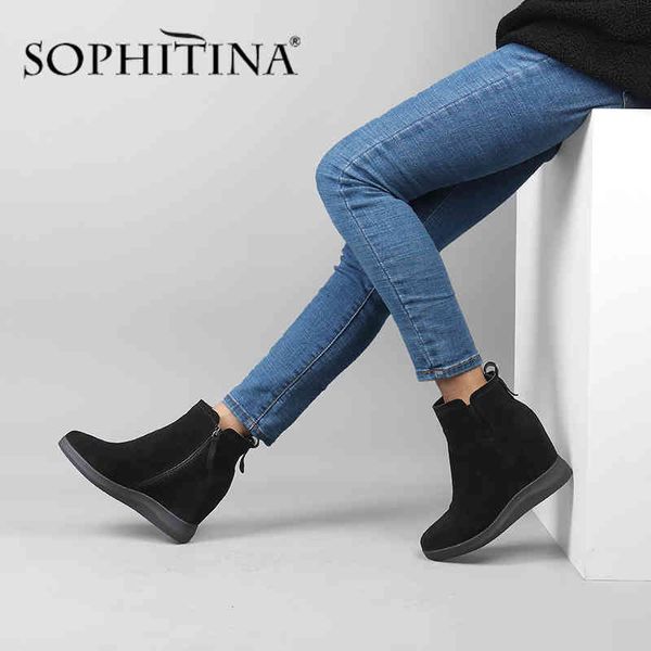 sophitina comfortable wedge boots cow suede fashion design solid round toe zipper shoes women's boots po297 210513, Black
sophitina comfortable wedge boots cow suede fashion design solid round toe zipper shoes women's boots po297 210513, Black