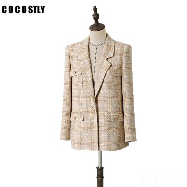 runway tweed blazer women viange notched collar plaid loose style blazers and jackets women's suits &, White;black 
runway tweed blazer women viange notched collar plaid loose style blazers and jackets women's suits &, White;black