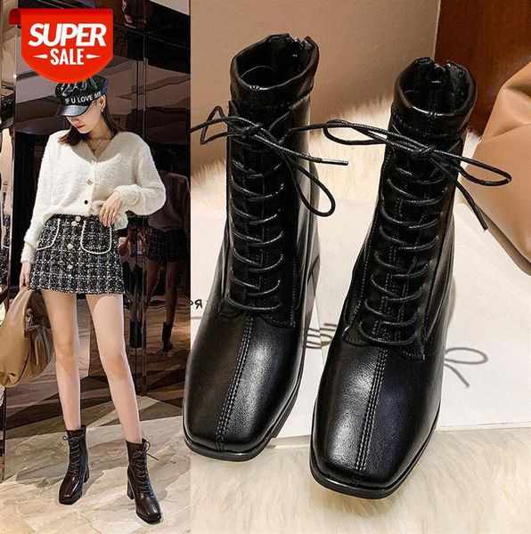 black square toe retro martin boots female british style soft leather lace-up mid-heel thick heel rub color single brown short women #0h4b
black square toe retro martin boots female british style soft leather lace-up mid-heel thick heel rub color single brown short women #0h4b