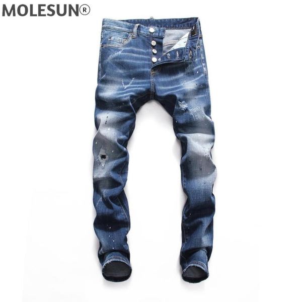 men's jeans european american casual denim men slim trousers button blue hole pencil pants for 8034
men's jeans european american casual denim men slim trousers button blue hole pencil pants for 8034