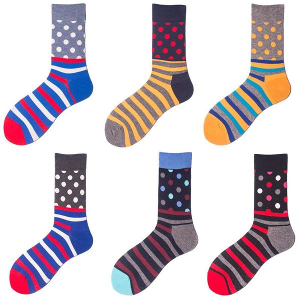 men's socks amorn funny happy dot stripe contrast color men personalized cotton sokken, Black
men's socks amorn funny happy dot stripe contrast color men personalized cotton sokken, Black