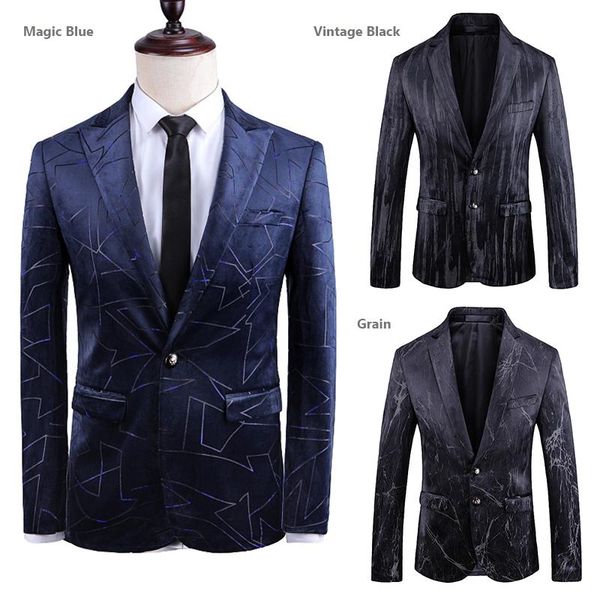 men's suits & blazers 3 pattern digital print shawl collar wedding groom tuxedo singer dj black blazer slim fit blue jackets suit styli, White;black 
men's suits & blazers 3 pattern digital print shawl collar wedding groom tuxedo singer dj black blazer slim fit blue jackets suit styli, White;black