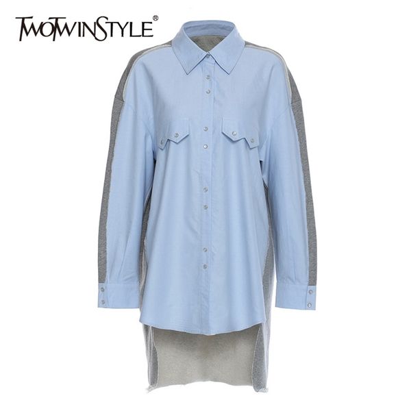 loose patchwork hit color shirt for women lapel long sleeve irregular hem casual blouse female fashion 210524, White
loose patchwork hit color shirt for women lapel long sleeve irregular hem casual blouse female fashion 210524, White