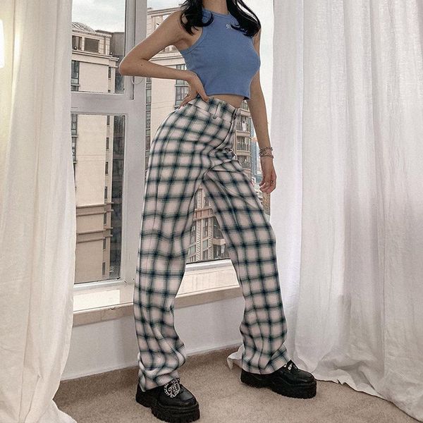 autumn arrivals women's plaid high-waist straight-leg sports casual pants women & capris, Black;white
autumn arrivals women's plaid high-waist straight-leg sports casual pants women & capris, Black;white