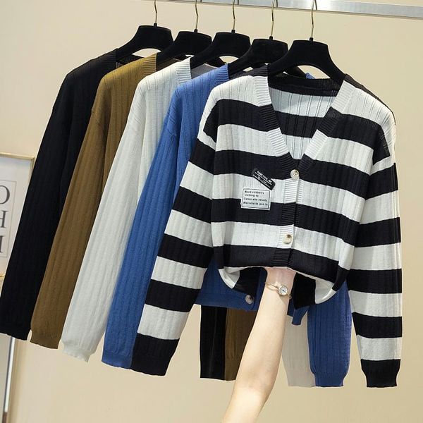 women's knits & tees long sleeve buttons women sweater patchwork 2021 stripe fashion ribbed slim sweaters ladies knitted cardigan, White
women's knits & tees long sleeve buttons women sweater patchwork 2021 stripe fashion ribbed slim sweaters ladies knitted cardigan, White