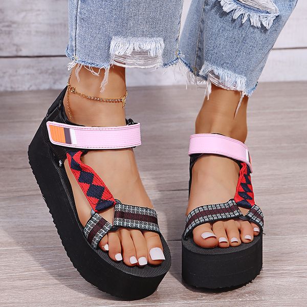summer europe and the united states sandals thick-soled muffins with collage magic paste women's beach large size shoes, Black
summer europe and the united states sandals thick-soled muffins with collage magic paste women's beach large size shoes, Black