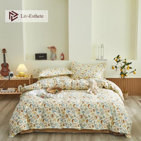 liv-esthete bedding set fashion home decor duvet cover flat sheet bedspread child single twin double king bed linen sets