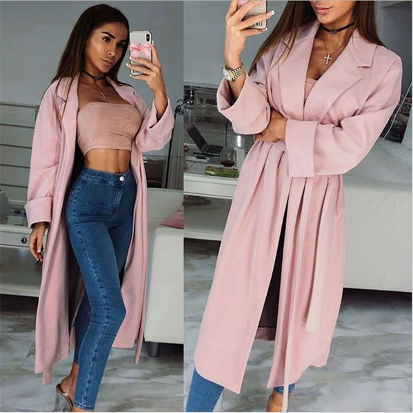 women's trench coats 2021 ol autumn women classic long turn-down elegant thin coat with belt ladies business pink slim outwea, Tan;black
women's trench coats 2021 ol autumn women classic long turn-down elegant thin coat with belt ladies business pink slim outwea, Tan;black