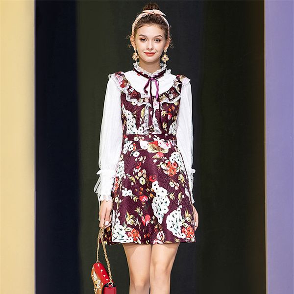 two piece dress elegant female spring runway floral fashion jacquard print sleeves long plied shreds sweet femme bathrobe dress 74jh, White
two piece dress elegant female spring runway floral fashion jacquard print sleeves long plied shreds sweet femme bathrobe dress 74jh, White