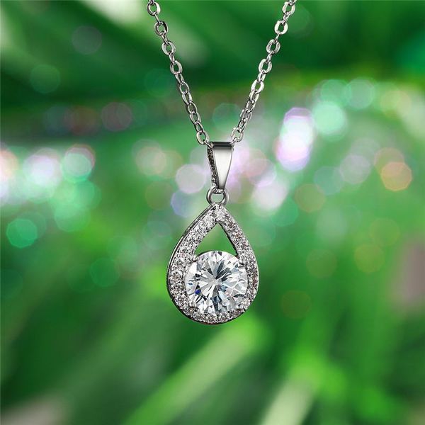 pendant necklaces boho female white crystal necklace rose gold silver color classic water drop wedding charm for women
pendant necklaces boho female white crystal necklace rose gold silver color classic water drop wedding charm for women