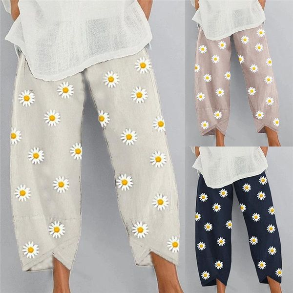 female wide leg pants daisy print street loose retro breathable wild fashion mid waist nine points casual ladies women's & capris, Black;white
female wide leg pants daisy print street loose retro breathable wild fashion mid waist nine points casual ladies women's & capris, Black;white
