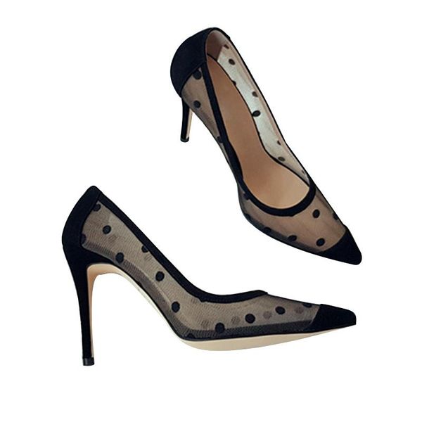 dress shoes summer lace mesh yarn polka dot breathable high heel slender shallow mouth pointed single 6cm size 33-42, Black
dress shoes summer lace mesh yarn polka dot breathable high heel slender shallow mouth pointed single 6cm size 33-42, Black