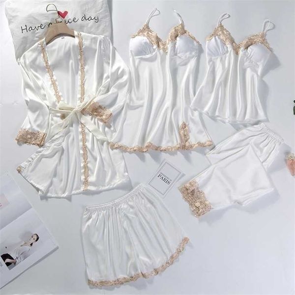 5pcs v-neck nightwear pajamas sets bride wedding womens lace sleepwear sleep suit spring casual satin pijamas 211215, Black;red
5pcs v-neck nightwear pajamas sets bride wedding womens lace sleepwear sleep suit spring casual satin pijamas 211215, Black;red