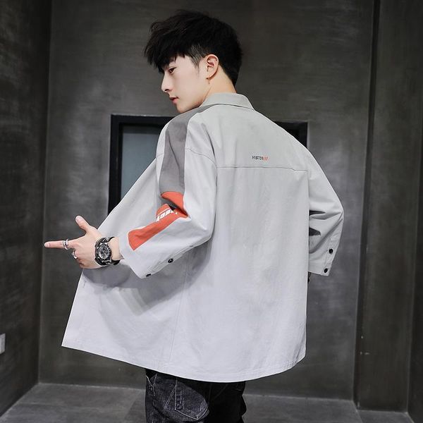 shirt men's summer korean style trend three quarter sleeve trend loose wild casual shirts, White;black
shirt men's summer korean style trend three quarter sleeve trend loose wild casual shirts, White;black