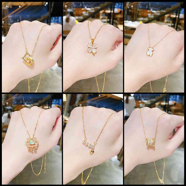 2022 new japanese and korean titanium steel smart necklace women's ins net red temperament clavicle chain real gold electroplating pend, Black
2022 new japanese and korean titanium steel smart necklace women's ins net red temperament clavicle chain real gold electroplating pend, Black