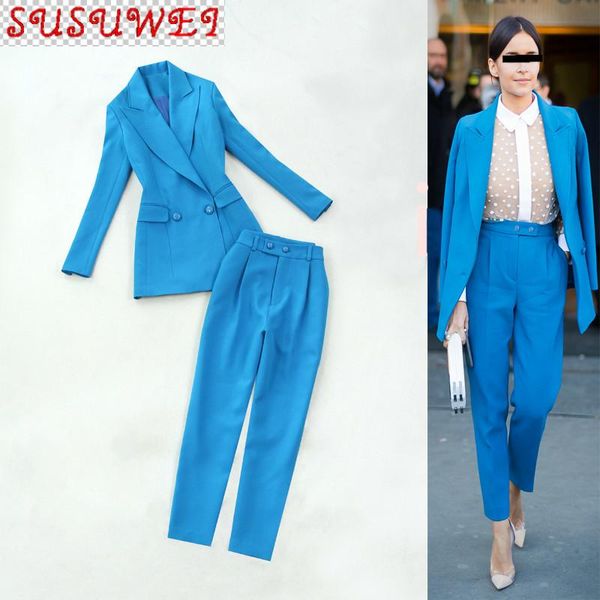 professional women's pants suits 2021 autumn high-quality blue suit jacket feminine slim fit blazer high waist trousers two piece, White
professional women's pants suits 2021 autumn high-quality blue suit jacket feminine slim fit blazer high waist trousers two piece, White