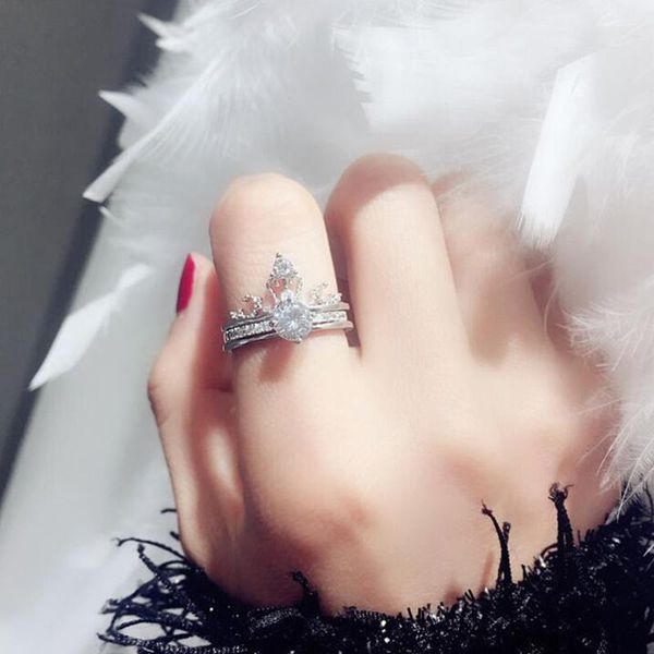 wedding rings 2pcs/set crystal crown adjustable finger for women luxury zircon rose gold open ring glamour jewelry girl gift, Slivery;golden
wedding rings 2pcs/set crystal crown adjustable finger for women luxury zircon rose gold open ring glamour jewelry girl gift, Slivery;golden