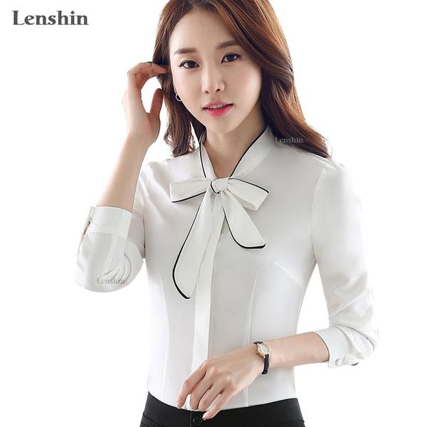 lenshin self piping white blouse autumn work wear office lady bow tie shirts female ruffle chemise women's blouses &
lenshin self piping white blouse autumn work wear office lady bow tie shirts female ruffle chemise women's blouses &
