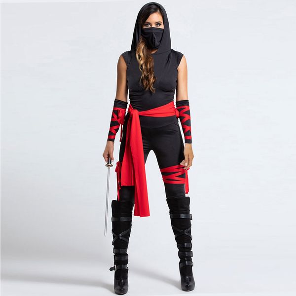 stage carnival women's sleeveless hooded ninja cosplay costume for autumn 2021, Black;red
stage carnival women's sleeveless hooded ninja cosplay costume for autumn 2021, Black;red
