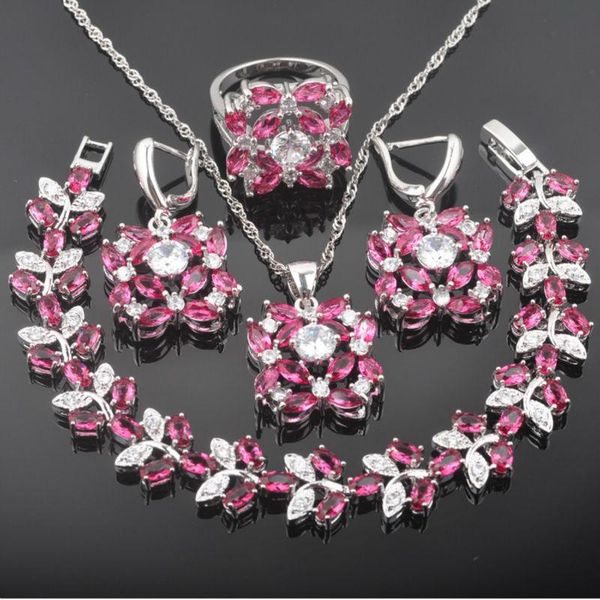 earrings & necklace 2021 rose red stone silver color jewelry sets for women bridal bracelet pendant ring qs0363
earrings & necklace 2021 rose red stone silver color jewelry sets for women bridal bracelet pendant ring qs0363