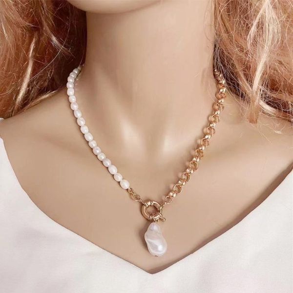 chains vintage baroque irregular fresh pearl asymmetric necklace women geometric pendant collar punk party jewelry, Silver
chains vintage baroque irregular fresh pearl asymmetric necklace women geometric pendant collar punk party jewelry, Silver