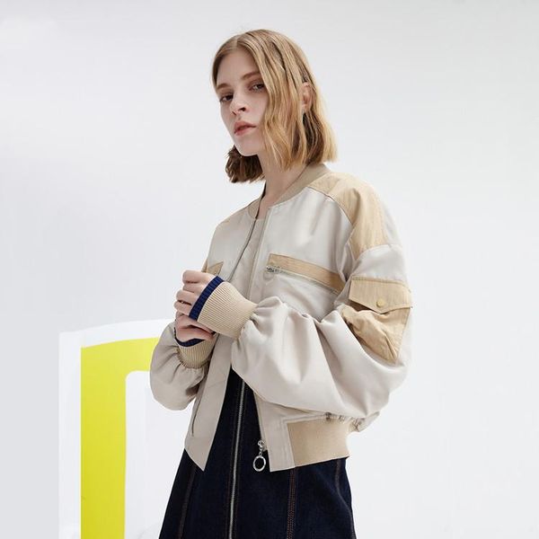 fall 2021 color block zipper jacket baseball collar casual women's jackets, Black;brown
fall 2021 color block zipper jacket baseball collar casual women's jackets, Black;brown