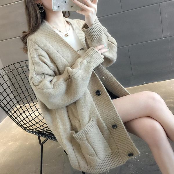 women's knits & tees 2021 spring women cardigans knitted sweater v neck solid single breasted casual knitwear loose female cardigan cl, White
women's knits & tees 2021 spring women cardigans knitted sweater v neck solid single breasted casual knitwear loose female cardigan cl, White