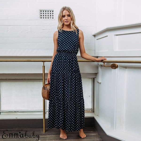 casual dresses summer women dark blue boho loose sleeveless holiday dot print long maxi dress evening party beach sundress, Black;gray
casual dresses summer women dark blue boho loose sleeveless holiday dot print long maxi dress evening party beach sundress, Black;gray