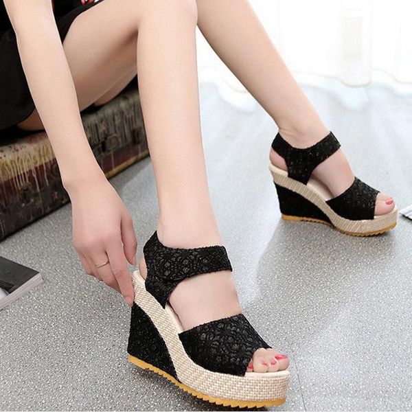 hollow out open toe ankle strap gladiator wedges sandals high hook loop platform ladies shallow summer women shoes, Black
hollow out open toe ankle strap gladiator wedges sandals high hook loop platform ladies shallow summer women shoes, Black