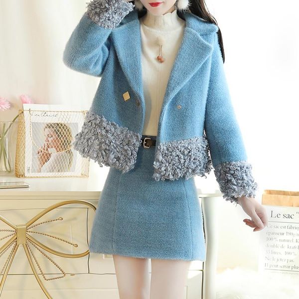women's tracksuits high-end autumn winter sweet thicken woolen 2-piece set lovely lambs wool trims cuff coat +high waist skirt suit, Gray
women's tracksuits high-end autumn winter sweet thicken woolen 2-piece set lovely lambs wool trims cuff coat +high waist skirt suit, Gray