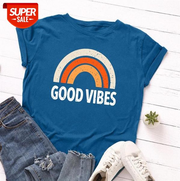 pure cotton spot cross-border european and american women's large loose round neck short-sleeved t-shirt women rainbow good vibes #qf5c, White
pure cotton spot cross-border european and american women's large loose round neck short-sleeved t-shirt women rainbow good vibes #qf5c, White