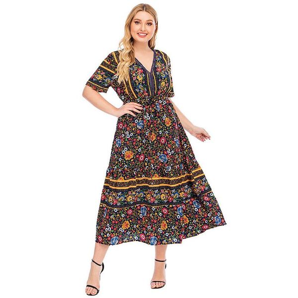 casual dresses fashion women summer dress plus size 4xl female v neck short sleeve retro floral print boho beach maxi long, Black;gray
casual dresses fashion women summer dress plus size 4xl female v neck short sleeve retro floral print boho beach maxi long, Black;gray
