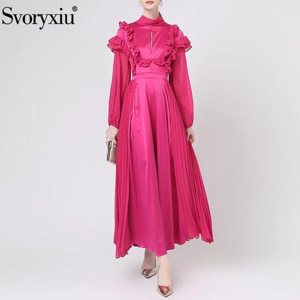 casual dresses svoryxiu fashion woman autumn fuchsia elegant long porm dress stand collar ruffled solid high waist slim pleated maxi, Black;gray
casual dresses svoryxiu fashion woman autumn fuchsia elegant long porm dress stand collar ruffled solid high waist slim pleated maxi, Black;gray