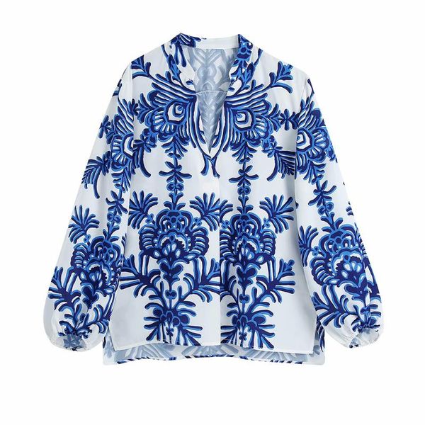 women's blouses & shirts women 2021 vintage blue totem floral print smock blouse office ladies business casual shirt chic loose blusas, White
women's blouses & shirts women 2021 vintage blue totem floral print smock blouse office ladies business casual shirt chic loose blusas, White