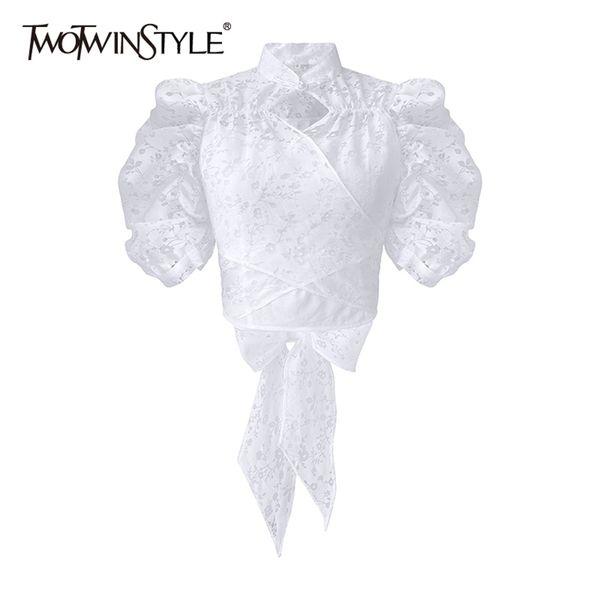 elegant patchwork lace shirt for women stand collar puff sleeve chinese style blouse female fashion clothing 210524, White
elegant patchwork lace shirt for women stand collar puff sleeve chinese style blouse female fashion clothing 210524, White