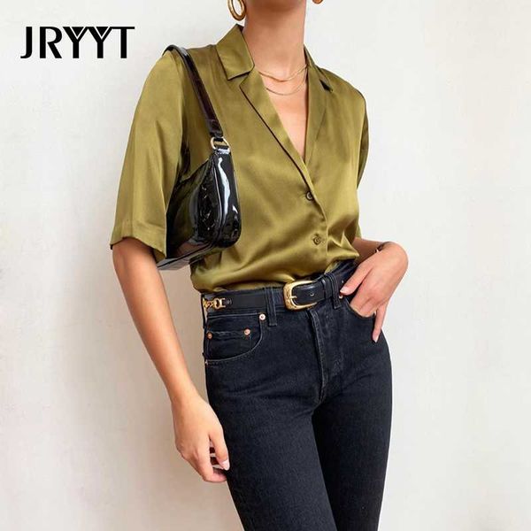 women's blouses & shirts jryyt casual notched buttons women summer half sleeves solid elegant open stitch femme korean, White
women's blouses & shirts jryyt casual notched buttons women summer half sleeves solid elegant open stitch femme korean, White