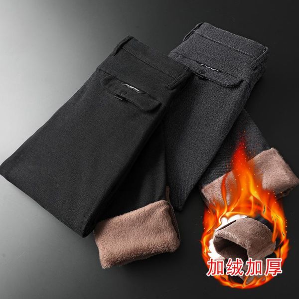 men's pants 2021 winter warm thick casual business fashion black gray stretch fleece office slim trousers male brand
men's pants 2021 winter warm thick casual business fashion black gray stretch fleece office slim trousers male brand