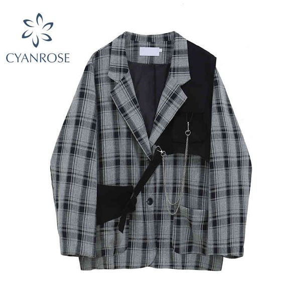autumn korean vintage plaid blazers women casual oversized female suit jackets streetwear ladies outwear fashion clothes 210417, White;black
autumn korean vintage plaid blazers women casual oversized female suit jackets streetwear ladies outwear fashion clothes 210417, White;black
