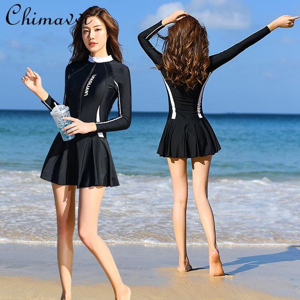 women's swimwear korean style long sleeve swimsuit sun protection beach cover up female student thin sports oversized, White;black
women's swimwear korean style long sleeve swimsuit sun protection beach cover up female student thin sports oversized, White;black