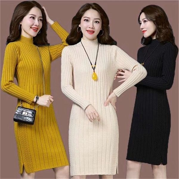 autumn winter half turtleneck sweater dress womens plus size long sleeve knit midi casual soild slim pullover es 210522, Black;gray
autumn winter half turtleneck sweater dress womens plus size long sleeve knit midi casual soild slim pullover es 210522, Black;gray