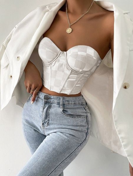 checker print grommet lace up back crop tube r2ih#, White
checker print grommet lace up back crop tube r2ih#, White