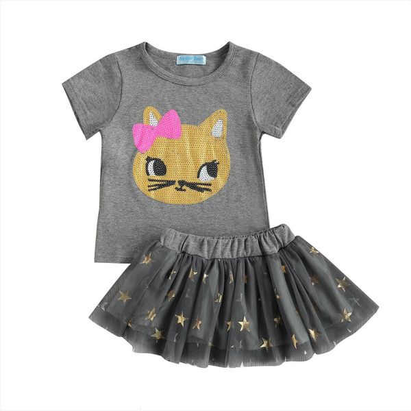 summer toddler baby girls outfits cartoon cat short sleeves t shirt star print skirt suit set, White
summer toddler baby girls outfits cartoon cat short sleeves t shirt star print skirt suit set, White
