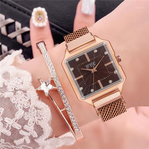 wristwatches luxury rhinestone square women watch fashion quartz watches rose gold magnet clasp ladies, Slivery;brown
wristwatches luxury rhinestone square women watch fashion quartz watches rose gold magnet clasp ladies, Slivery;brown