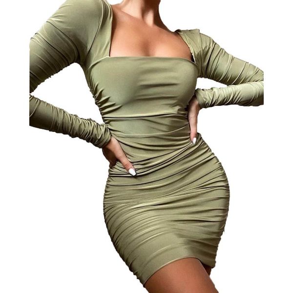 casual dresses 2021 autumn green square neck long sleeves bodycon dress for party elegant women pleats zipper backless nightclub mini, Black;gray
casual dresses 2021 autumn green square neck long sleeves bodycon dress for party elegant women pleats zipper backless nightclub mini, Black;gray
