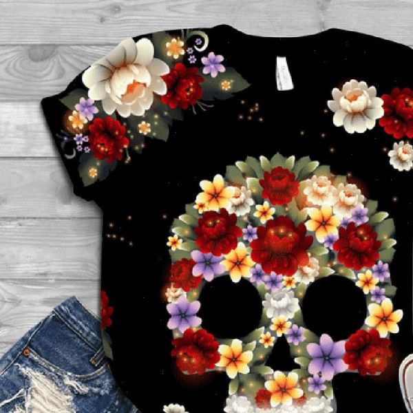 womens shirt plus size short sleeve 3d skull printed o neck tee blouse et chemisier, White
womens shirt plus size short sleeve 3d skull printed o neck tee blouse et chemisier, White