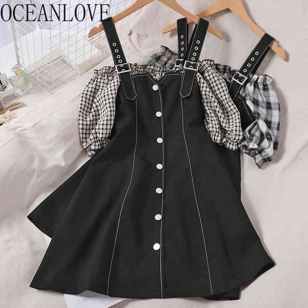 patchwork plaid women dress fake 2 pcs slash neck mini dresses summer autumn vestidos puff sleeve button 17533 210415, Black;gray
patchwork plaid women dress fake 2 pcs slash neck mini dresses summer autumn vestidos puff sleeve button 17533 210415, Black;gray