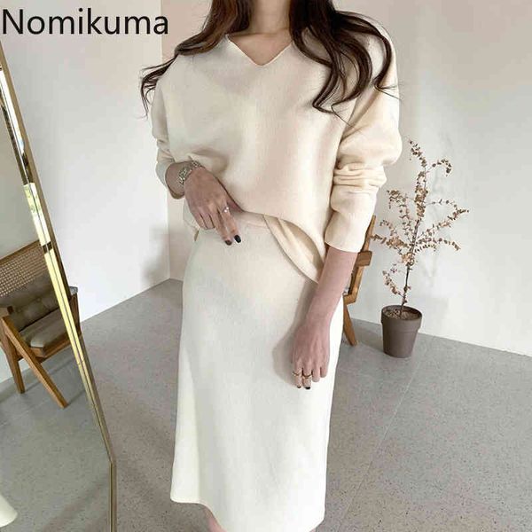 nomikuma autumn winter knitted 2pieces suits v-neck long sleeve knitwear + high waist slim sweater skirt women sets 6d237 210427, White
nomikuma autumn winter knitted 2pieces suits v-neck long sleeve knitwear + high waist slim sweater skirt women sets 6d237 210427, White