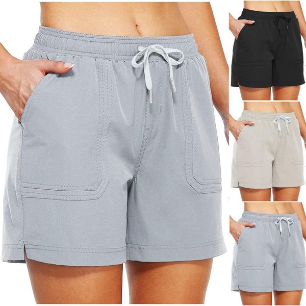 women's shorts women solid color loose summer knee-length pockets sports elastic waistband elegant clothing femme, White;black
women's shorts women solid color loose summer knee-length pockets sports elastic waistband elegant clothing femme, White;black