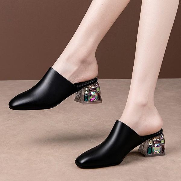 slippers mljuese 2021 women soft cow leather rome style summer square toe crystal heel sandals party dress wedding size 34-42, Black
slippers mljuese 2021 women soft cow leather rome style summer square toe crystal heel sandals party dress wedding size 34-42, Black