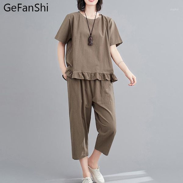 summer women set loose short sleeve shirt and calf-length pants bottom two piece beach home casual outfit suit dress, White
summer women set loose short sleeve shirt and calf-length pants bottom two piece beach home casual outfit suit dress, White